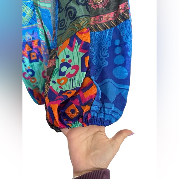 Mexicali Blues Colorful Silk Patchwork Harem Pants Size L/XL - Picture 5 of 12